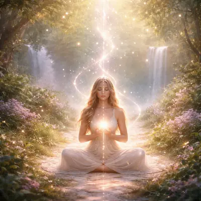 Женская энергия — абстрактные энергопотоки и световые волны, символизи